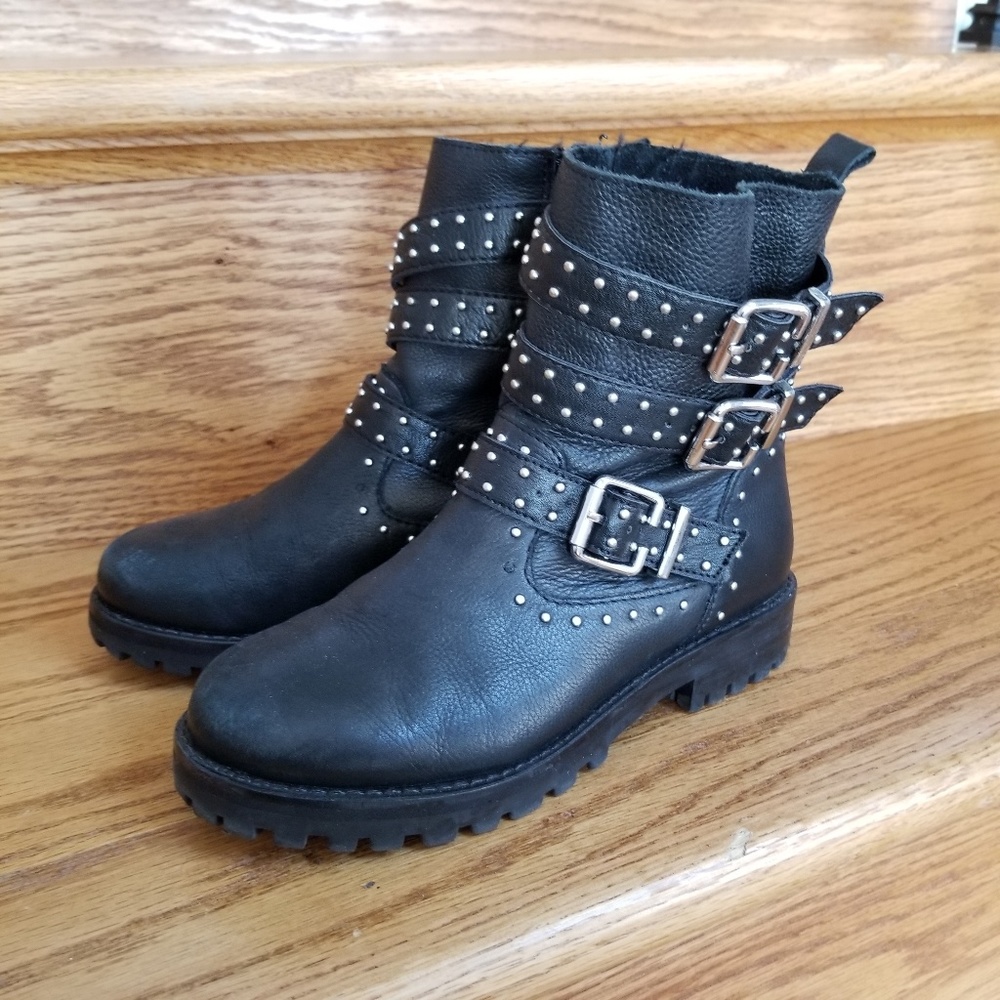 Zara LEATHER MOTO boots